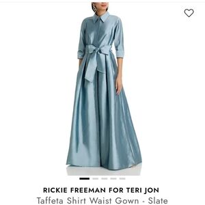 Rickie Freeman for Teri Jon Blue Taffeta Maxi Dress